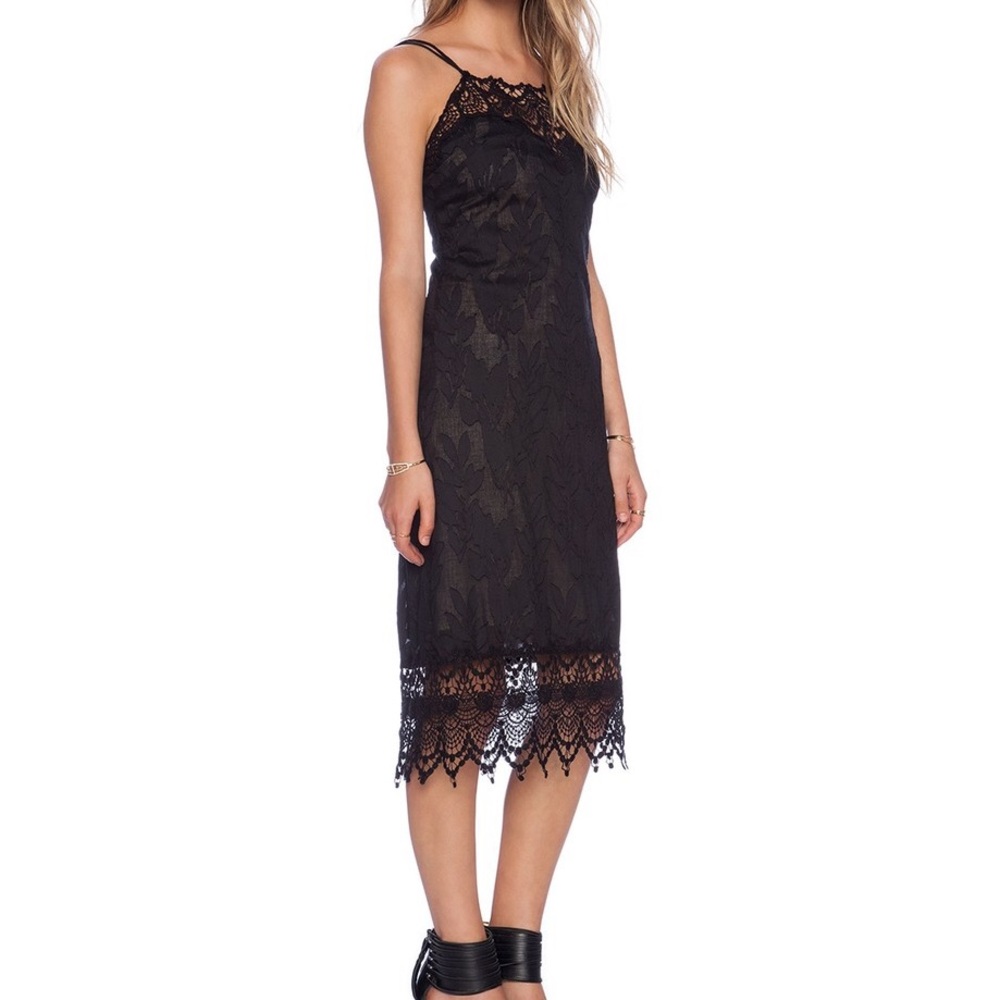 Free People Take Me Out Dress Black Cocktail LBD Cotton Jacquard 10 Crochet